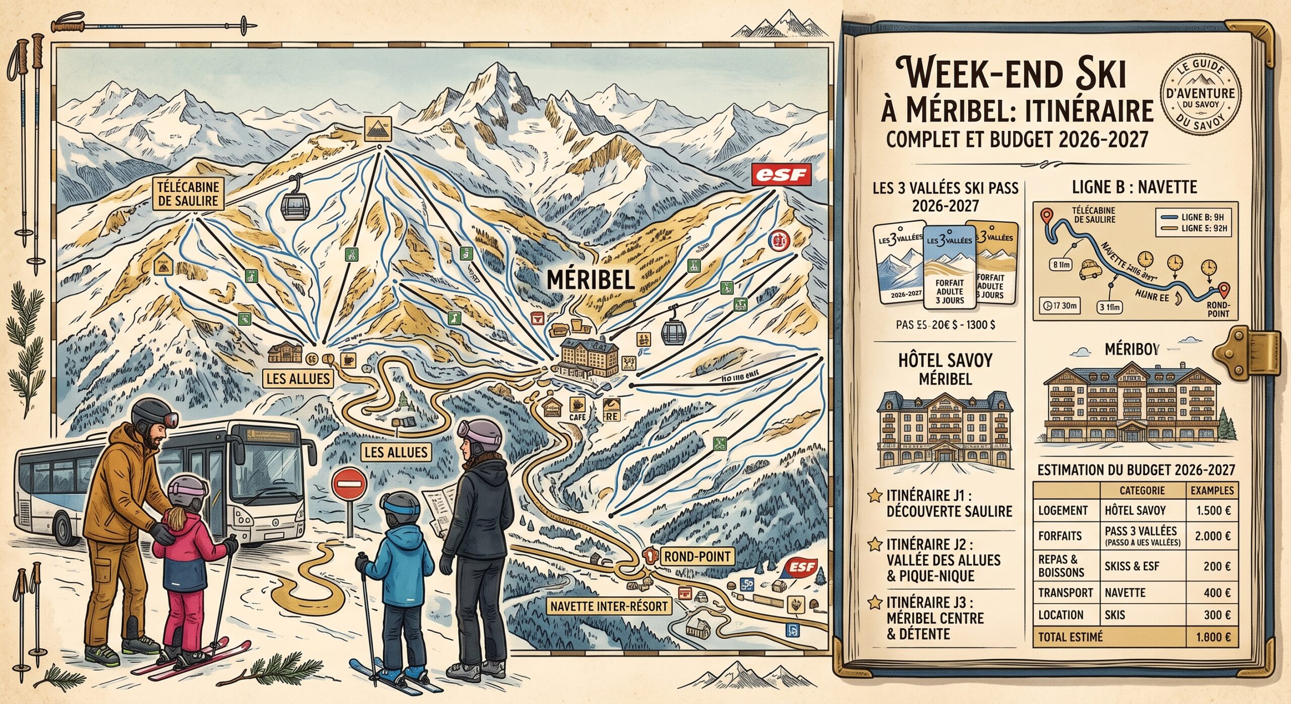 Week-end ski à Méribel : itinéraire complet et budget 2026-2027