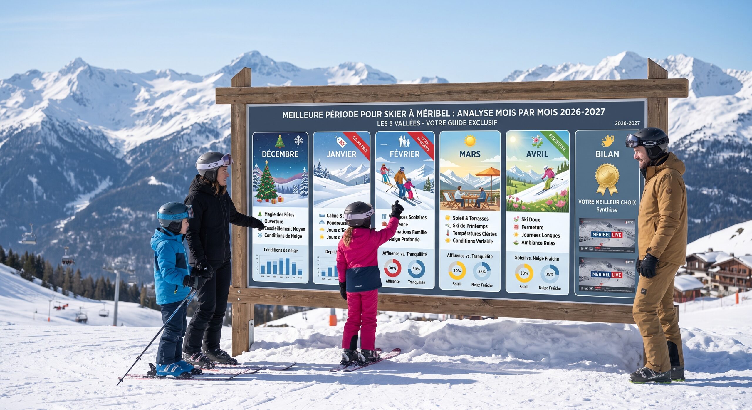 Meilleure période pour skier à Méribel : analyse mois par mois 2026-2027